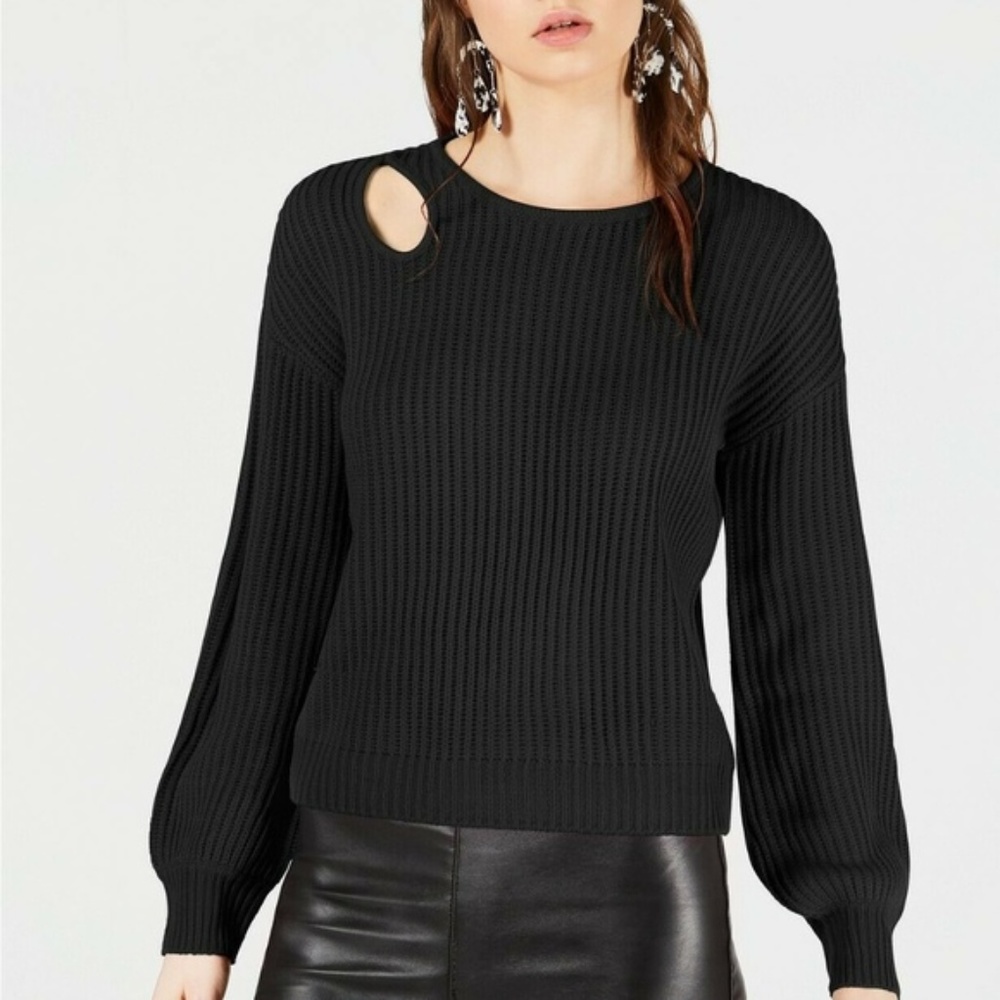 NWT Bar III Balloon-Sleeve Cutout Sweater Pullover